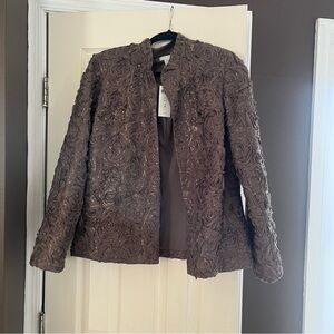 Women’s Chico’s Rose Sequin Texas Taupe Jacket Size 2 NWT